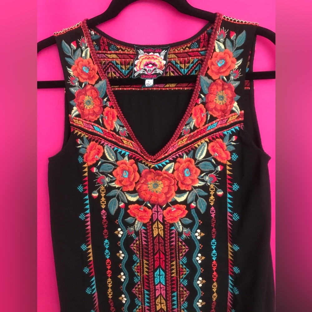 SALE❣️ Johnny Was Sleeveless A-Line Embroidered Dress - Picture 2 of 8